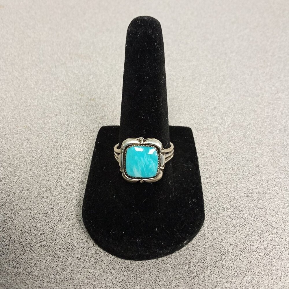 Navajo Handmade Sterling Silver & Turquoise Ring Size 8